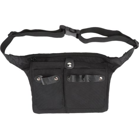 Sac banane multifonctionnel pour ciseaux, pince à cheveux et peigne, sac de rangement pour outils de coiffure, noir (noir)