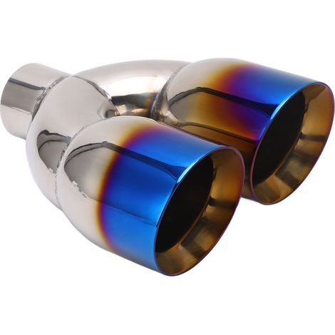 Embout échappement double acier inoxydable bleui 60mm entrée 102mm sortie 245mm longueur pour voiture (1/5)
