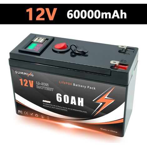 12V 3S7P lithium-ion battery, 18650 high-quality cells, casing, voltage display, dual USB ports - 60AH - 12.6V