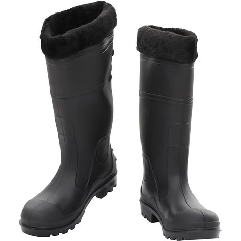 vidaXL Botas de agua con calcetines extraíbles negro número 40 PVC (1/2)