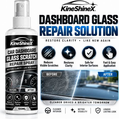 KineShineX Auto-Armaturenbrett-Glas-Kratzerreparaturspray 100 ml, lässt feine Linien verschwinden und macht das Glas transparent. (1/5)