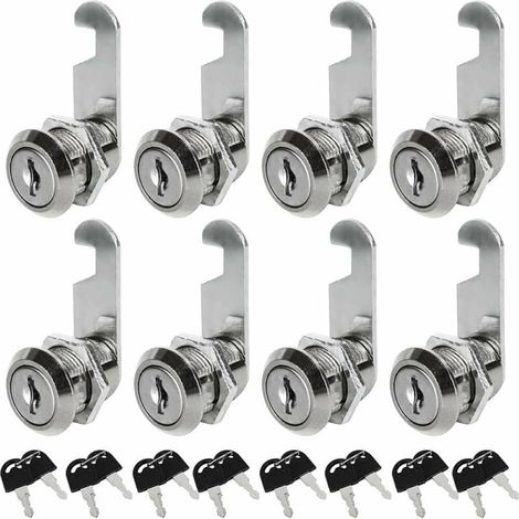 Set mit 8 universellen Briefkastenschlössern, 16-mm-Metallschrankschloss, Briefkastenzylinder aus Zinklegierung mit 16 Schlüsseln für Schubladen, Schränke, Kommoden und Briefkästen