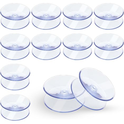 Large Double Sided Suction Cups, 4cm Clear PVC Plastic Sucker, Adhesive Suction Cups for Glass, Furniture, Mirrors(12 Pack) (1/5)