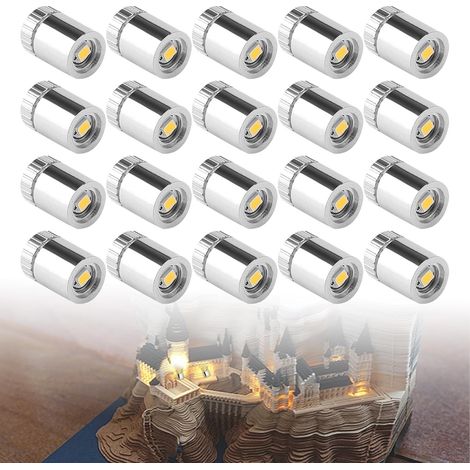 20 pcs Mini Lumières LED Blanc Chaud, Petite Lampe LED à Piles pour Bricolage Artisanal, Micro Spot LED Sans Fil pour Décoration de Fête, Modèle de Jouet, Maison Miniature et Construction (1/5)