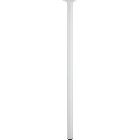 Hettich – Pied de meuble cylindrique fixe – Acier époxy blanc – Hauteur 80 cm – Charge 50 kg – Fixation à visser par platine 60x60 mm