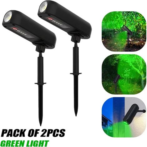(Lumière verte - Lot de 2) Applique solaire LED extérieure IP65, projecteurs solaires pour jardin, compatibles avec arbres, allées et cours. (1/5)