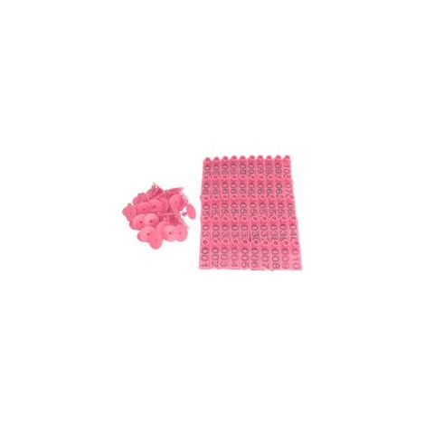 Packung mit 100 nummerierten Ohrmarken (1–100) für die Zucht – Fallschutz – Rosa (1/5)
