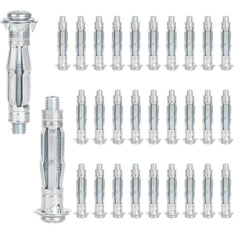 Lot de 30 chevilles M6 x 52 mm galvanisées pour murs creux - Chevilles à expansion avec vis - Chevilles auto-perceuses pour plaques de plâtre - Pour fixation dans les plaques de plâtre (1/5)