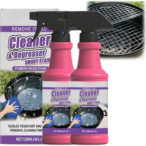 2pcs 120ml Grill Degreaser Spray,Spray Dégraissant Barbecue,Puissant Cleaner Dégraissant Barbecue,Nettoyant Grille Barbecue et Plancha Fonte,Solution Efficace pour Nettoyage Plancha Fonte (1/5)