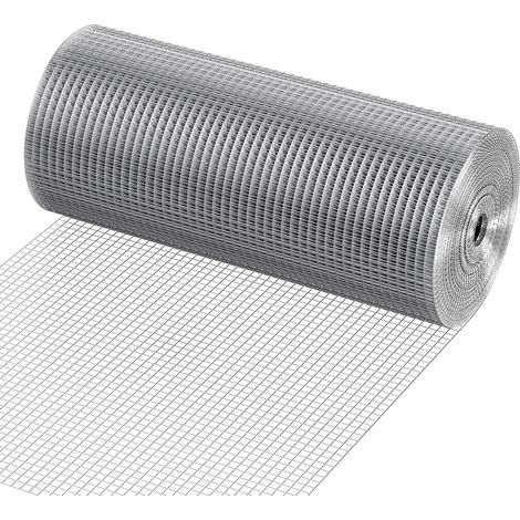 Mophorn Grillage métallique galvanisé 610 mm x 30,48 m, rouleau de grillage à mailles carrées 12,7 mm, fil de 0,83 mm, pour poulaillers, volières, galvanisé à chaud après soudure (1/5)