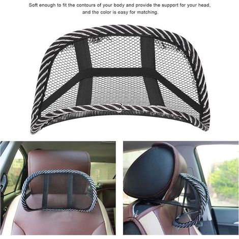 Coussin lombaire en maille 41 x 39 cm - soutien de dos pour siège auto et bureau, noir (1/5)