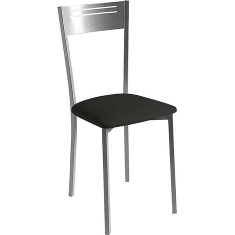 Pack de 4 sillas tapizado en polipiel negro, 86cm(alto) 40cm(ancho) 47cm(largo) (1/2)