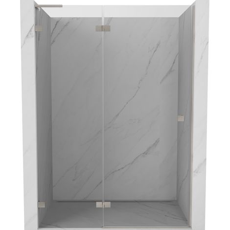 Mexen Lunar L Duschabtrennung Schwingtür links 130 cm, transparent, gebürsteter Nickel - 834L-130-000-97-00-L (1/5)