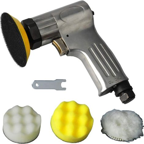 Mini kit de polissage à l'air de 3 pouces Mini polisseuse de 3 pouces avec le tampon de ponçage et le tampon de forme et le polissage de la laine (1/5)