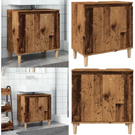 vidaXL Waschbeckenunterschrank Altholz-Optik 58x33x60 cm Holzwerkstoff