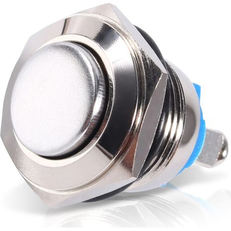 Bouton Poussoir 12 V - Diamètre 16 mm - Étanche IP67 - Métal - Marche Arrêt Momentané - Pour Klaxon Voiture - 1 Pièce (1/5)