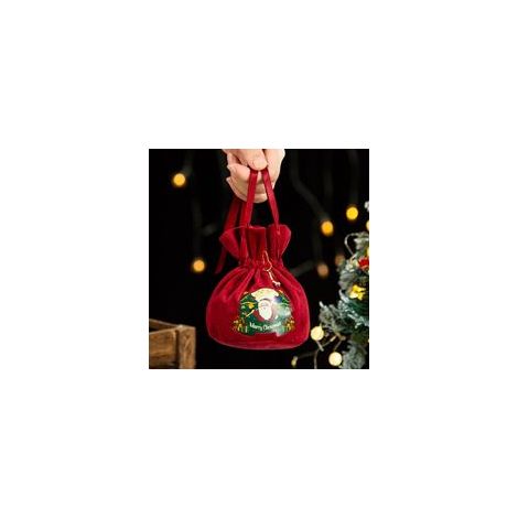 Lot de 10 sacs cadeaux de Noël rouges avec cordon de serrage, sacs cadeaux en tissu velours, sacs ré (1/5)