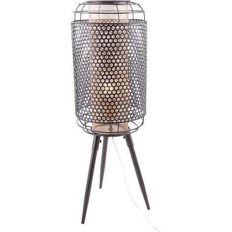 Tischleuchte Beistellleuchte Wohnzimmerlampe E27 schwarz gold Gitter H 72,5 cm