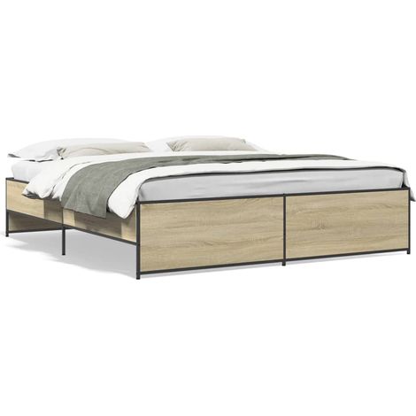 Maison Exclusive - Bettgestell Sonoma-Eiche 200x200 cm Holzwerkst (1/5)