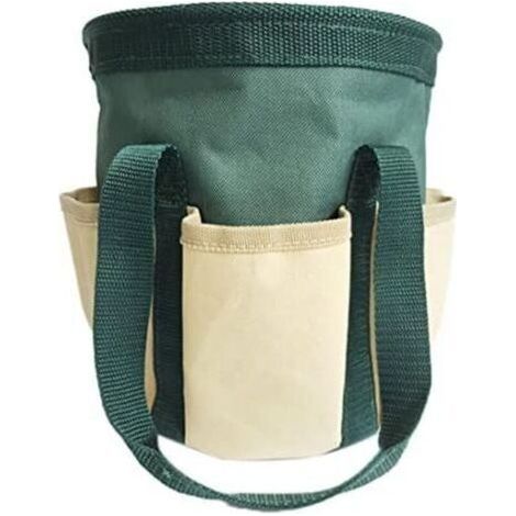 19x21.5CM Garden Tool Carrier Heavy Duty Garden Tool Bag Tote Bag Gardening Tool Organizer with 6 Pockets for Women Men Dark Green (1/4)