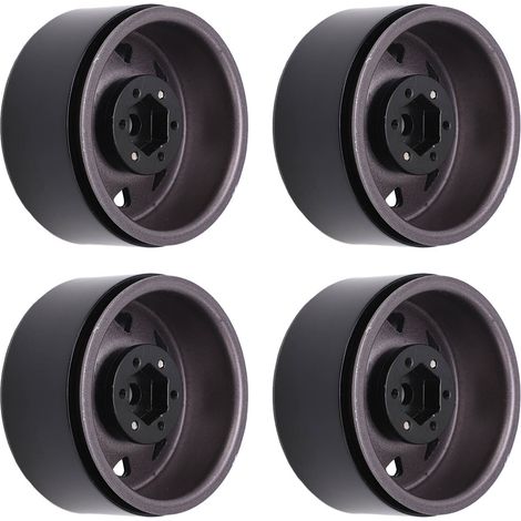 Lot de 4 moyeux de roue pour voiture RC, 1,9 pouce, en fer résistant à l'usure, pour jantes de crawler RC Axial, couleur titane. (1/5)