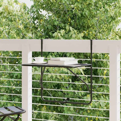 vidaXL Table de balcon Noir 60x40 cm Acier (1/5)