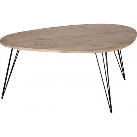 Atmosphera – Table basse fixe 97 x 65 cm – MDF et fer – Finition bois brun – À monter soi-même – Poids 7,2 kg