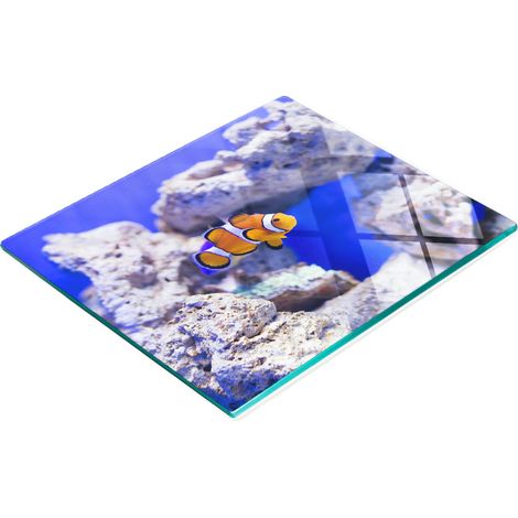 Tagliere da cucina decorativo in vetro con motivo Nemo e barriera corallina, 60x52 cm. (1/5)