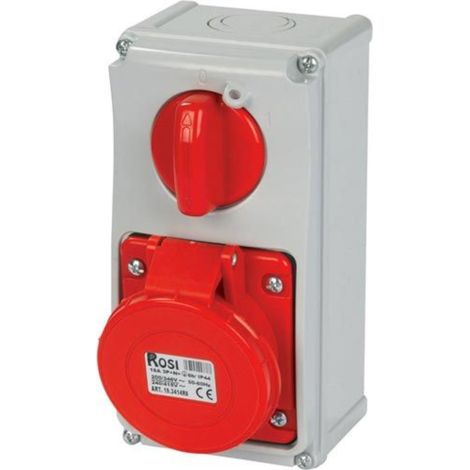 Presa interbloccata verticale con sezionatore, con fondo, 380V, 4 poli, 32A, IP54 - Rosi 19.3334R6 (1/2)