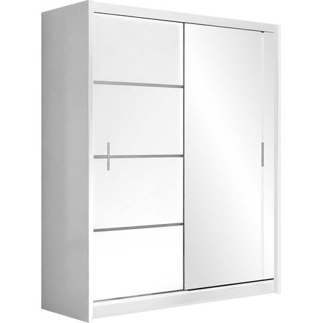Armario Honolulu 105, Blanco, 215x150x61cm, Puertas de armario: Correderas, Número de estantes: 0