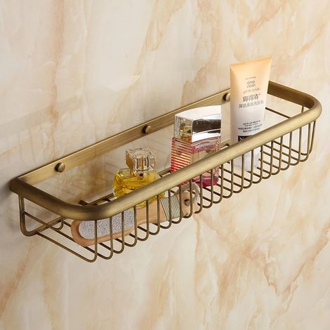 (45 cm) Panier à savon mural en laiton bronze antique, étagère de douche, porte-shampoing, étagère de rangement (1/5)