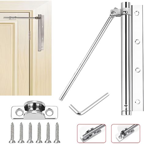 Ferme-porte hydraulique - Acier inoxydable - Ferme-porte intérieur - Avec vis et clé Allen intégrée - Capacité de charge 40 à 50 kg - Ressort de porte (1/5)