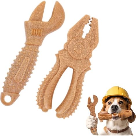 2pcs dans un jouet de chien résistant aux morsures pour chiens agressifs, jouet de molaire indestructible pour chiens de taille moyenne et Grande - jouet durable en nylon et en bois pour animaux de co (1/5)