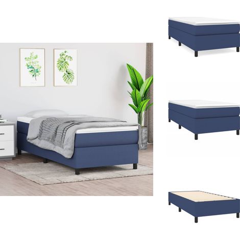 Bettgestell ohne Matratze Blau 80x200 cm Stoff - Bettes - Einzelbetten - Blau - Holzrahmen - Lattenrost (1/5)