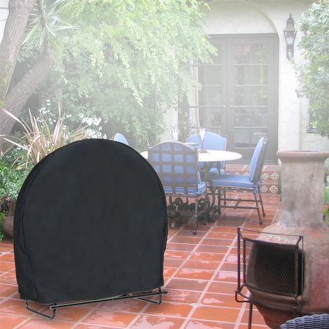 Housse pour bûches rondes en tissu Oxford 210D imperméable avec cordon de serrage, résistante, noire, 101,6 x 61 x 104,1 cm (40 x 24 x 41 pouces). (1/5)