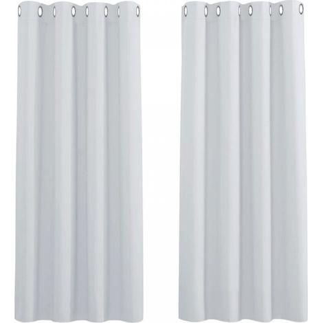 Rideaux Occultants Thermiques - Lot de 2 Rideau Panneaux à Oeillets / Insonorisation Coulissant Isolation Lneux Prêt à Poser, Gris Blanc-2x L 120 X H 180 cm，Gris Blanc (1/5)