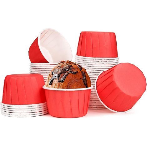 Set of 50 Paper Muffin Cups, Cupcake Liners, Mini Disposable Muffin Molds for Weddings, Birthdays, Christmas (Red) (1/5)