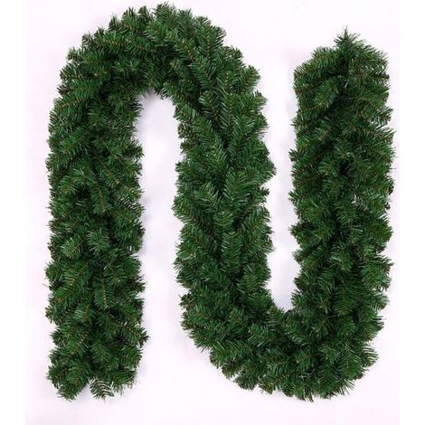 Guirlande de Noël en rotin artificiel à suspendre pour porte d'entrée, cheminée, escalier, décoration de Noël (vert 1) (1/4)