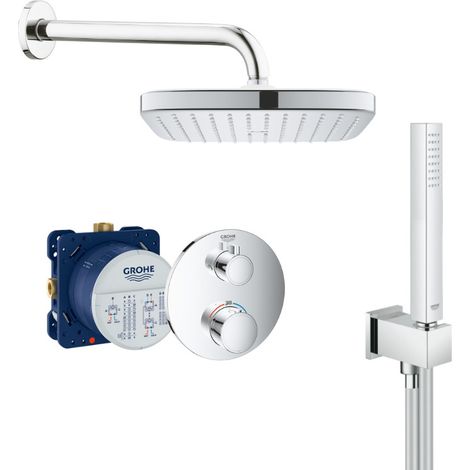 Grohe Grohtherm Set doccia da incasso con miscelatore termostatico, soffione doccia da 250 mm + doccetta con supporto a parete, cromo (1/5)