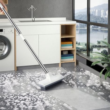 Brosse À Récurer - Manche Télescopique 124 Cm - Pour Sol Carrelage Joint De Salle De Bain Cuisine Terrasse - 1 Pièce (1/5)