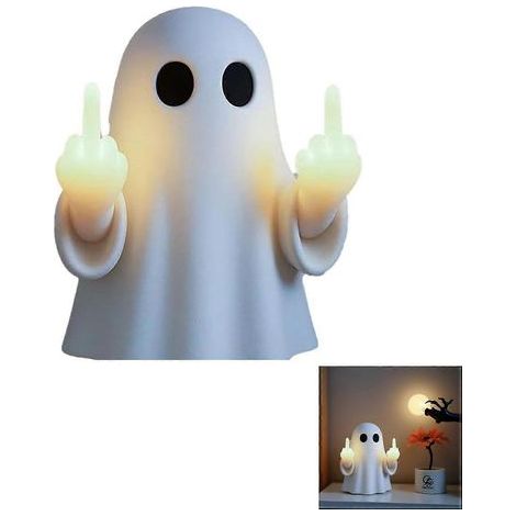 Lampe LED en forme de doigt d'honneur, figurine lumineuse effrayante alimentée par USB, veilleuse en résine pour bar, bureau, décoration murale, pour tables, chambre, terrasse (1/5)