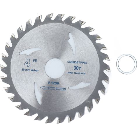 Lame circulaire carbure 4 pouces 30 dents 12000 tr/min pour bois, avec rondelle et alésage 20mm, disque de coupe professionnel. (1/5)