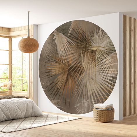 Papier peint rond / cercle - Motif botanique - Diamètre 50 cm (1/4)