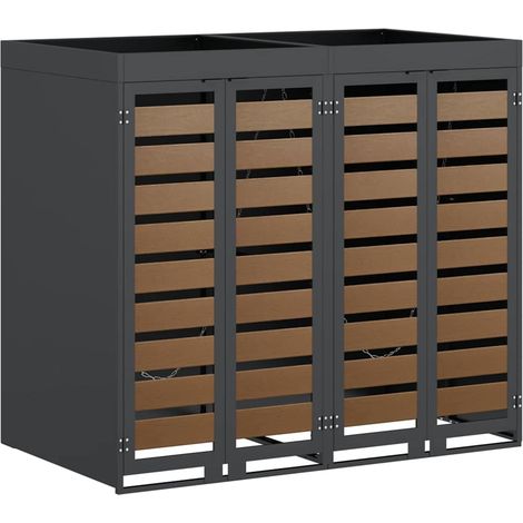 Rangement de poubelle à roulettes pour 2 poubelles Anthracite (1/5)