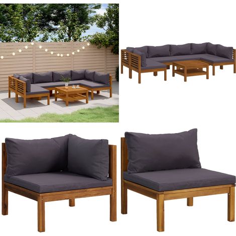 7-tlg. Garten-Lounge-Set mit Auflage Massivholz Akazie - Garten-Lounge-Set - Garten-Lounge-Sets - Home & Living (1/5)