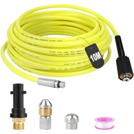 Tuyau pour nettoyeur haute pression 10 m 180 bars avec adaptateur pour buses rigides et pivotantes Kärcher K2 K3 K4 K5 K6 K7 (1/5)