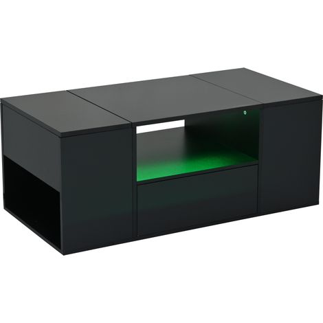 CHICFURN Tavolino da caffè 100 x 50 x 40 cm in truciolato nero con LED e contenitore (1/5)