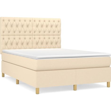 Maison Exclusive - Boxspringbett mit Matratze Creme 140x190 cm St