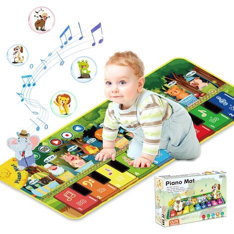 Tapis musical avec 10 animaux, tapis piano pour enfants, jouet pour bébés à partir de 1 an, jouet pour bébés, tapis piano musical, tapis de danse, clavier pour enfants, pour garçons et filles de 2, 3, (1/5)