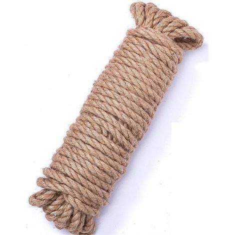 Corde de Jute Ficelle Corde Chanvre 10mm d'épaisseur, 15 mètres de Long, pour Le Bricolage, Décoration de Meubles, l'emballage, Jardinage, Arbre à Chat (1/5)
